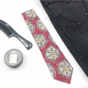 Lucarelli maroon scarf print silk tie